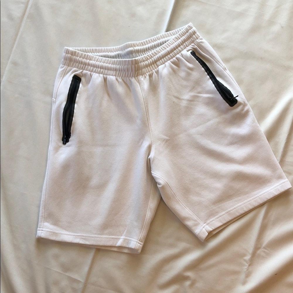 Old Navy White Athletic Shorts with Black Zip Pockets